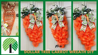 $1.25 DOLLAR TREE CARROT WREATH FORM DIY🥕DECO MESH EASTER/SPRING WALL DECOR DOOR HANGER CRAFTS 🐇