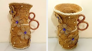 Jute Flower Vase | Jute vase decoration | Jute craft flower vase | jute rope vase | jute vase making
