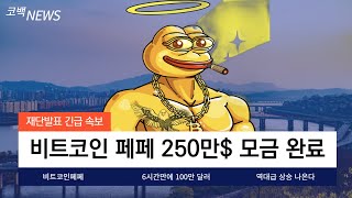 [비트코인 페페]이 속도면 조기 종료다! 출시 6시간 만에 100만 달러 모금 완료! 정말 상승할 수 밖에 없네요! 필수 선점 밈코인의 등장입니다!