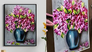acrylic painting beautiful and easy flower vase painting on canvas for beginners | art ideas