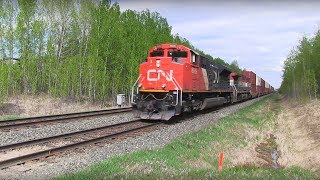 CN Train Spotting HD: BCRAIL! | CN 8889 \u0026 BCOL 4643 Leads CN Q119 West At Carvel AB 1/6 5/17/17