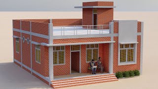 चार कमरे का पूरी जानकारी के साथ गांव में घर बनाये ,3D 4 Bedroom Village House Design