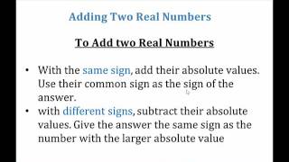 Math 103 - Section 1.5: Adding Real Numbers - Part 1