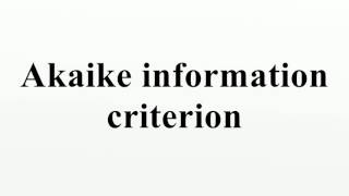 Akaike information criterion