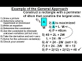 Calculus 1: Max-Min Problems (8 of 30) Reviewing General Approach: Example