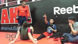 UFC Khabib and UFC Champ Daniel Cormier at AKA gym