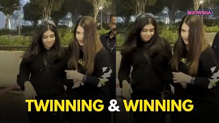 Aishwarya Rai Bachchan \u0026 Aaradhya Bachchan Twin In Black Fits As They Jet Off In Style | WATCH