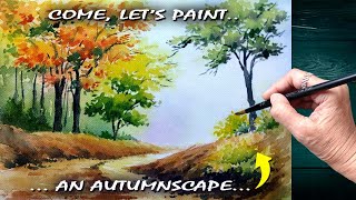 🎨 How To Paint | Fall Painting Tutorial | Landscape Painting | Watercolor | Watercolour