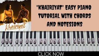 KHAIRIYAT |  आसानी से पिआनो पर सीखें | PIANO TUTORIAL | ARIJITSINGH | JITENDRA MAHETA |