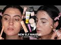 TESTING NEW ELF MAKEUP ON ACNE PRONE & TEXTURED SKIN WEAR TEST | Halo Glow, Liquid Putty Primer +