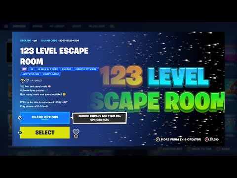 123 Level Escape Room Map Code Fortnite! (All Levels Locations Complete) SPEED RUN