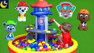 Paw Patrol Lookout Tower Playland Ball Pit LOTS of Balls Surprise Toys Blind Bags Sea Patrol Toys!