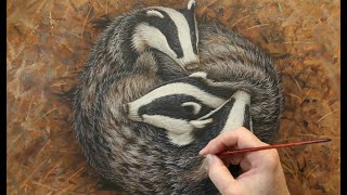 Artwork of Badgers Sleeping | My Wildlife Art | Robert E Fuller