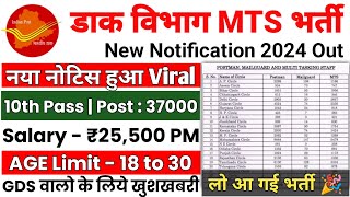 POST OFFICE MTS NEW RECRUITMENT 2024 | INDIA POST GDS VACANCY 2024 | GDS NEW VACANCY 2024 | GDS
