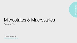 Microstates and macrostates