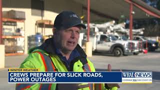 Crews prepare for slick roads, power outages