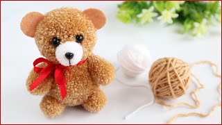 🐻💕Чудесный МИШКА из пряжи БЕЗ ВЯЗАНИЯ!🐻Pom Pom Teddy Bear