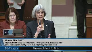 Minnesota House passes HF3437 to designate Michael Gau Memorial Bridge 3/4/24