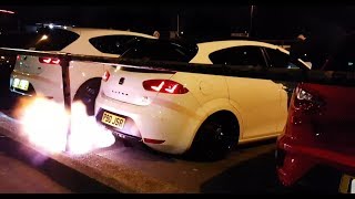 2 Seat Leon Cupra R's Have An Exhaust Battle! MAD FLAMES!!!