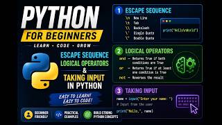 How To Take Input In Python | Logical Operators | Escape Sequences | Python Part 2 | #pythontutorial