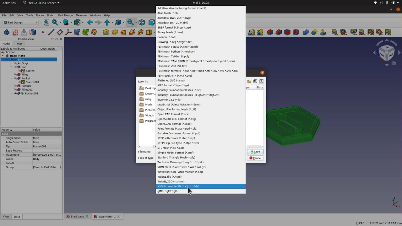 FreeCAD Link | How To Export File To X3D - YouTube