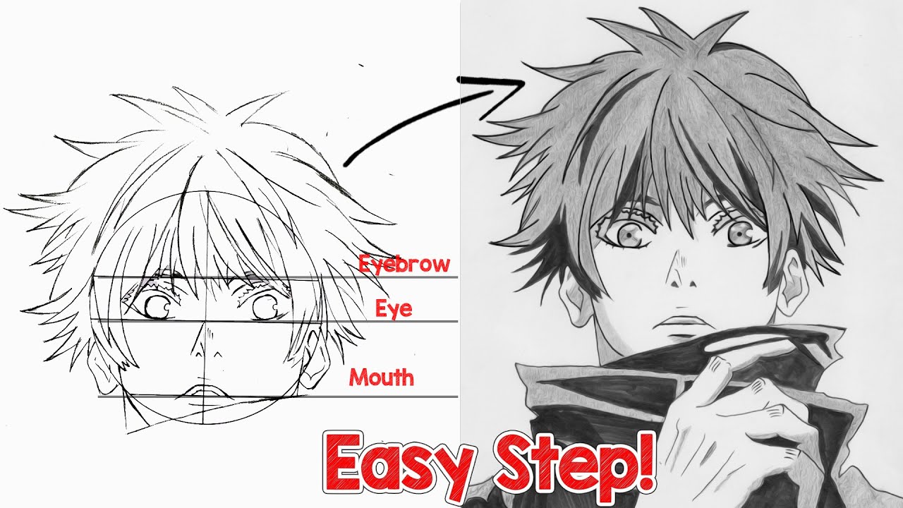 How To Draw Gojo Satoru Step By Step - Jujutsu Kaisen - YouTube