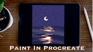 How to Draw Moon Reflection on ocean Procreate Tutorial | Paint with Basic Brushes| The ProArt