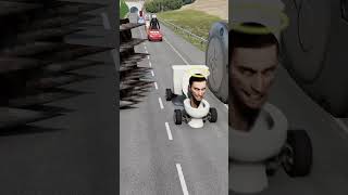 Different Skibidi Toilets Crossing 2 Bollards and Spiked Wall | BeamNG.Drive