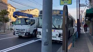 いすゞエルガ京成タウンバスTO46新小51堀切菖蒲園駅・川端小学校経由新小岩駅行き堀切六丁目7時36分到着2分遅れ