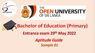 BED entrance exam open university IQ guildance sample 1