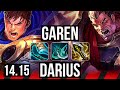 GAREN vs DARIUS (TOP) | 8 solo kills, 9/2/6, Legendary | NA Diamond | 14.15