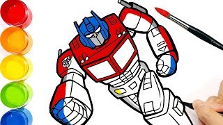 Draw and Paint Transformer OPTIMUS PRIME drawing coloring pages for Kids | Learn Colors Tim Tim TV