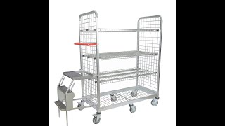 Picking Trolley with Removable Shelves and Step Ladders.