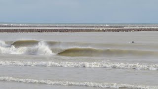 2024.01.13 surfing blue harbor outer sandbar, great lakes surfing