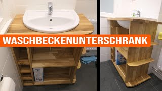 Waschbeckenunterschrank fürs Bad // Selbst gebaut, aus Eiche und Upcycling Holz