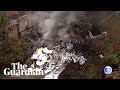 Aerial footage shows plane crash site in Brazil