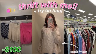 COME THRIFT WITH ME *outfit inspo + try on haul* 🛒✨