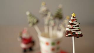 Christmas Tree Chocolate Cake Pops ブルボンのシルベーヌでクリスマスツリーのケーキポップ