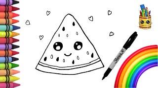 How to draw A Cute Watermelon Slice | Easy Drawing for Kids