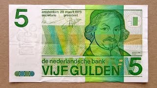 5 Netherlands Gulden Banknote (Five Gulden Netherlands / 1973) Obverse and Reverse