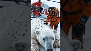 Heartwarming Polar Bear Rescue: Helicopter Mission.. #polarbear #animalrescue #ai #shorts #animals