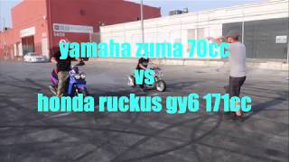 YAMAHA ZUMA 70CC VS. HONDA RUCKUS GY6 171CC!!!