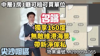 尖沙咀區，名鑄，中層1房1廳，D單位，可租可買，實:610呎，160度無敵海景，帶傢私，保養新淨，景觀開陽，8分鐘車程可達西九龍高鐵站，位處尖沙咀核心地段/Ray Chan 888 #名鑄