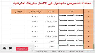 محاذاة النصوص في الاكسل بطريقة احترافية - احترف تنسيق النصوص في اكسل - text alignment in excel