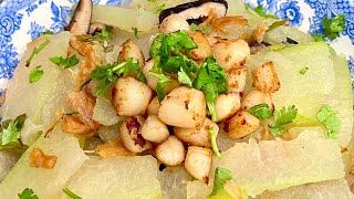 瑶柱烧冬瓜，味道鲜美又有营养，快来试试吧😋😋#cooking ，#瑶柱烧冬瓜，#干贝烧冬瓜