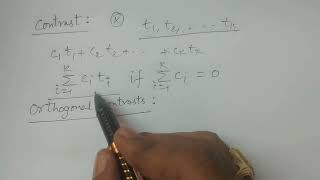 Contrast and Orthogonal Contrasts definitions - BSc Statistics