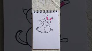 Cute rabbit and cat drawing from S//short#youtube short#howtodraw