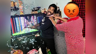 I BROKENED MY HOUSE BIG TV  செம்ம அடி எனக்கு  🤕✨ - #vlogs #tv #prank #trending