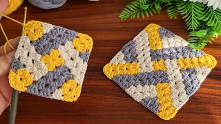 Wow!.. 🧶How to Crochet a Classic Granny Square with Color Changes (3 Colors) and offset Stripes 🧶