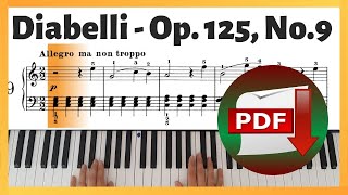 Diabelli - Op. 125, No. 9 "Allegro" - The first 12 studies | Piano Sheet Music | Piano Tutorial